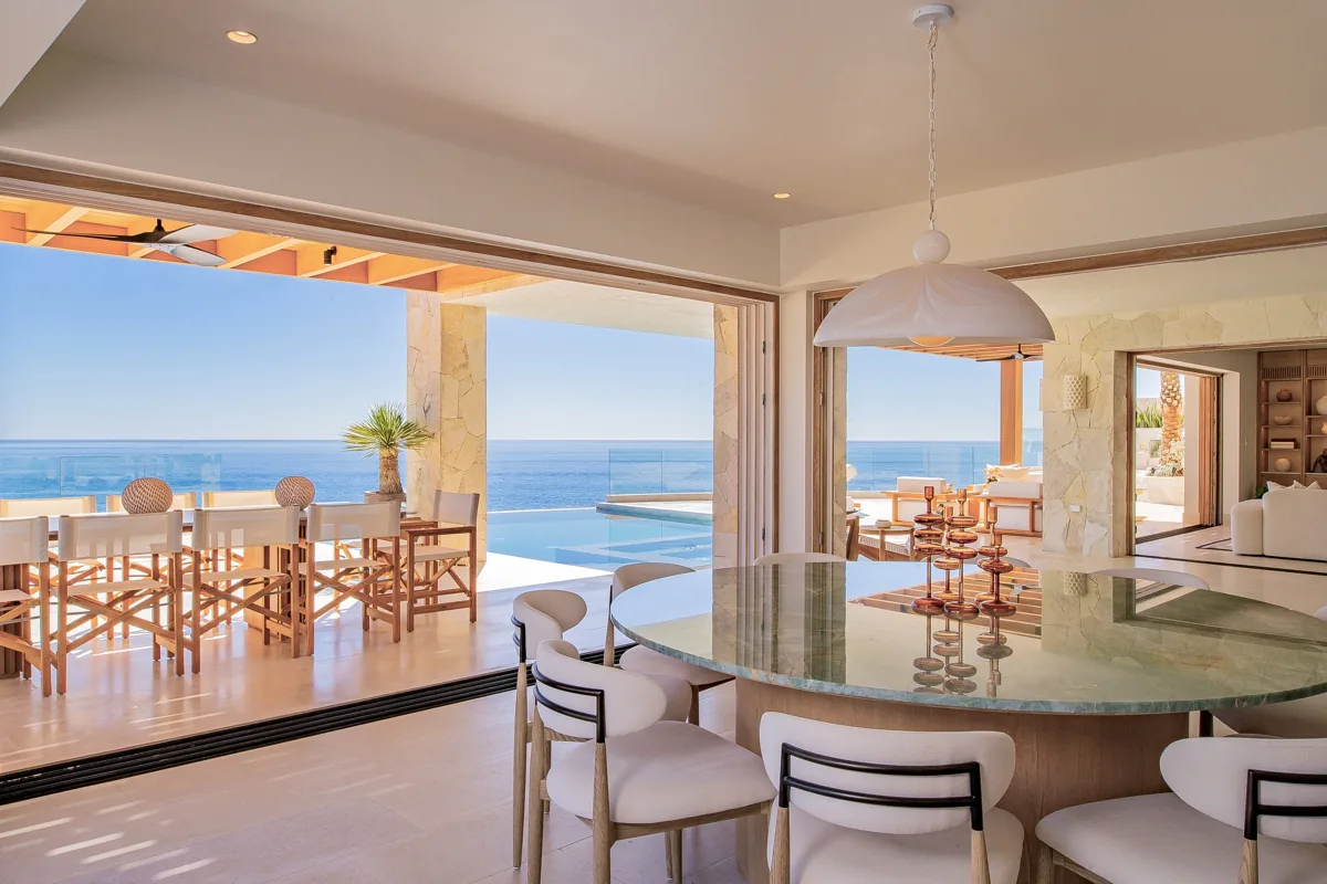 Dining room opening to the terrace