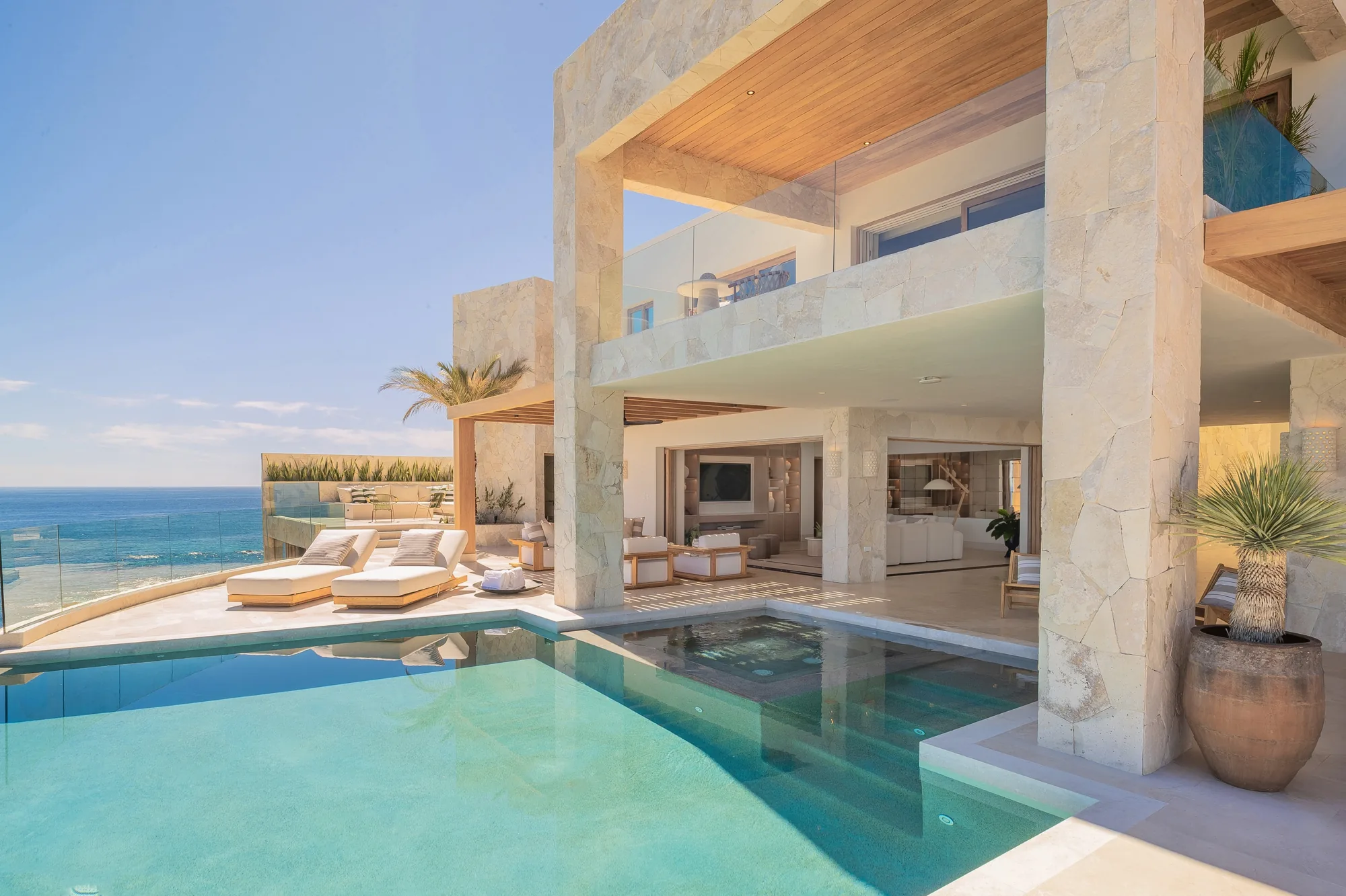 Villa Lazul at golden hour above the Sea of Cortez